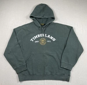 Timberland Hoodie Sweatshirt Mens Sz M Spell Out Logo Vintage Military Green - Picture 1 of 6