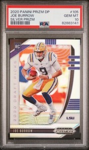 2020 PANINI PRIZM DRAFT PICKS JOE BURROW SILVER #105 PSA 10 RC LSU Bengals
