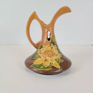 Roseville Pottery | Water Lily | Walnut Brown | Ewer | Pitcher | 10-6" | 1940's - Picture 1 of 12