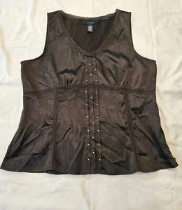 Jones Wear Womens Sz 14 Baby Doll Stretch Chocolate Brown Lace & Rhinestones  - Picture 1 of 6