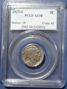 1927-S Buffalo Nickel - PCGS AU58 - Bien golpeado mejor fecha - Imagen 1 de 4