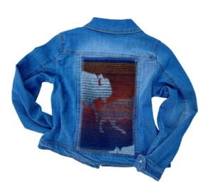 New - Youth L - Denim Jacket with Pendleton® Wool - Kids Jean Jacket - Buffalo - Picture 1 of 3