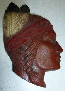 Syroco Indian Maiden Head Wall Plaque - Picture 1 of 5