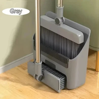 Juego de escoba y recogedor 4 en 1 ligero vestíbulo vertical escoba y bandeja antipolvo combo--& Foto 1 de 4