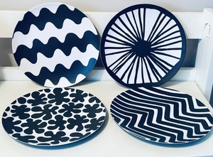 Set 4 Marimekko for Target Melamine 8.5" Salad Plates Black & White 4 Patterns - Picture 1 of 7