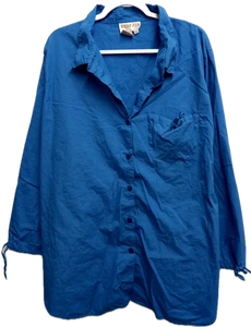 Venezia  B6 PLUS SIZE blue button down pocket stretch long sleeve - Picture 1 of 7