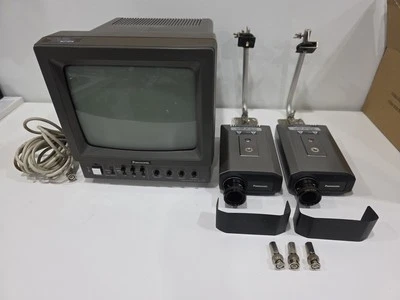Panasonic WV-BM80 CCTV Monitor + 2 WV-71 TV CAMERA + Acc - POWERS ON PARTS ONLY - Image 1 of 4
