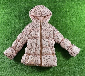 Chaqueta acolchada rosa platino para niñas rosa leopardo con forro rosa, talla 4T - Imagen 1 de 10