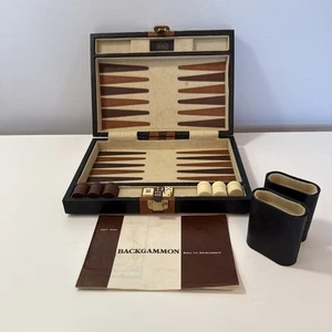 Vintage Reiss Reise Backgammon Spiel Set Kunstleder Etui fehlt 1 Schachbrett GUC - Bild 1 von 14