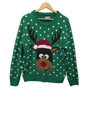 Laura Scott Women Rudolph Green Ugly Christmas Sweater Size XL  - Image 1 of 4