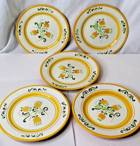5 Vintage Stangl Terra Rose Yellow Tulip 8 1/8” Plates - Picture 1 of 3