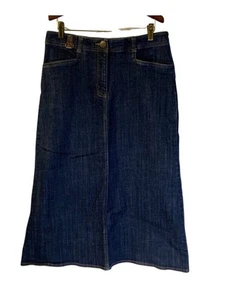 Lands' End Dark Wash premium Denim Skirt Size 6 Long and Modest Back Slit - Picture 1 of 5