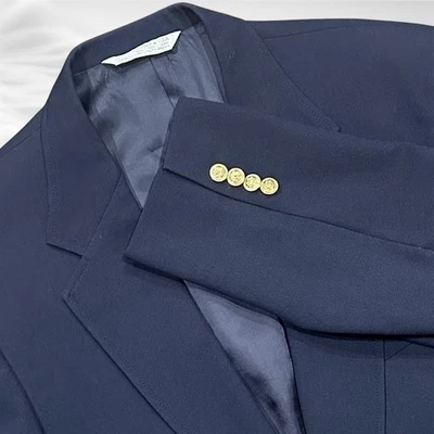 Lands End Blazer Mens 44R  Navy Wool Gold Button Suit Jacket Sport Coat USA - Image 1 of 4