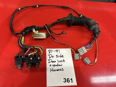 LH DRIVER Side Door Power Wiring Harness and Switches 1987-1991 Ford F150 #361 - Image 1 of 4