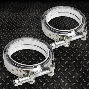 ABRAZADERAS DE ESCAPE TURBO INTERCOOLER UNIVERSAL 2 PIEZAS 3,5" RECUBIERTAS DE ZINC BANDA EN V + BRIDA - Imagen 1 de 5
