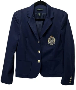 Blazer Lauren Ralph Lauren para mujer talla grande azul marino escudo y corona botones dorados - Imagen 1 de 11