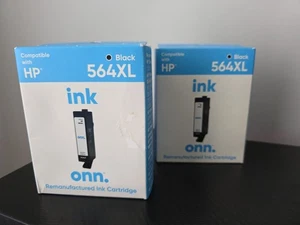 2x ONN 564XL HP Black Printer Ink Cartridge- NEW- EXP 10/2024 - Picture 1 of 2