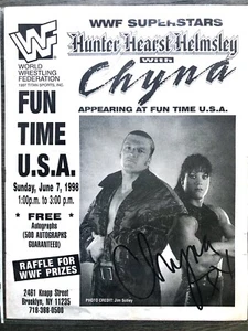 WWF CHYNA *SIGNED IN BROOKLYN 1998!* WWE Event Flyer Diva HHH DEGENERATION-X - Picture 1 of 2