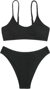 Bikini Sets for Women Solid Textured Bikini Bathing Suits 2 Piece Size M - Picture 1 of 5
