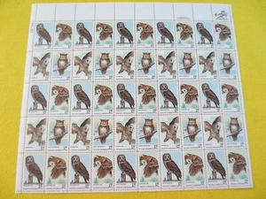DOC Scott #1760-63 Wildlife Conservation Owls 15¢ 1978 Sheet of 50 MNH XF - Picture 1 of 3