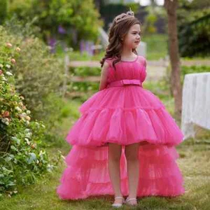 Kid Party Formal Evening Dress With Trailing Detachable Girls Princess Gown - Picture 1 of 32