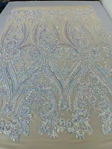 Tessuto a rete elasticizzato 4 vie (1 iarda, trasparente acqua iridescente su rete nuda leggera) - Foto 1 di 1