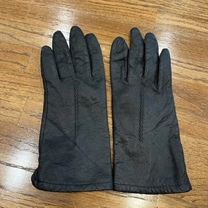 Fownes Black Genuine Leather Gloves Women’s Size 7 Ladies Womens Vintage Lined - Picture 1 of 5
