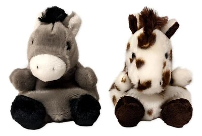 Set of 2 ELI DONKEY & HAYMITCH HORSE Palm Pals 5" Stuffed Animal Plush, Aurora - Image 1 of 4