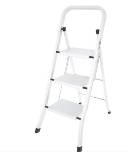 Sgabello in Acciaio Verniciato Bianco 3 gradini larghi e comodi. MADE IN ITALY - Foto 1 di 1