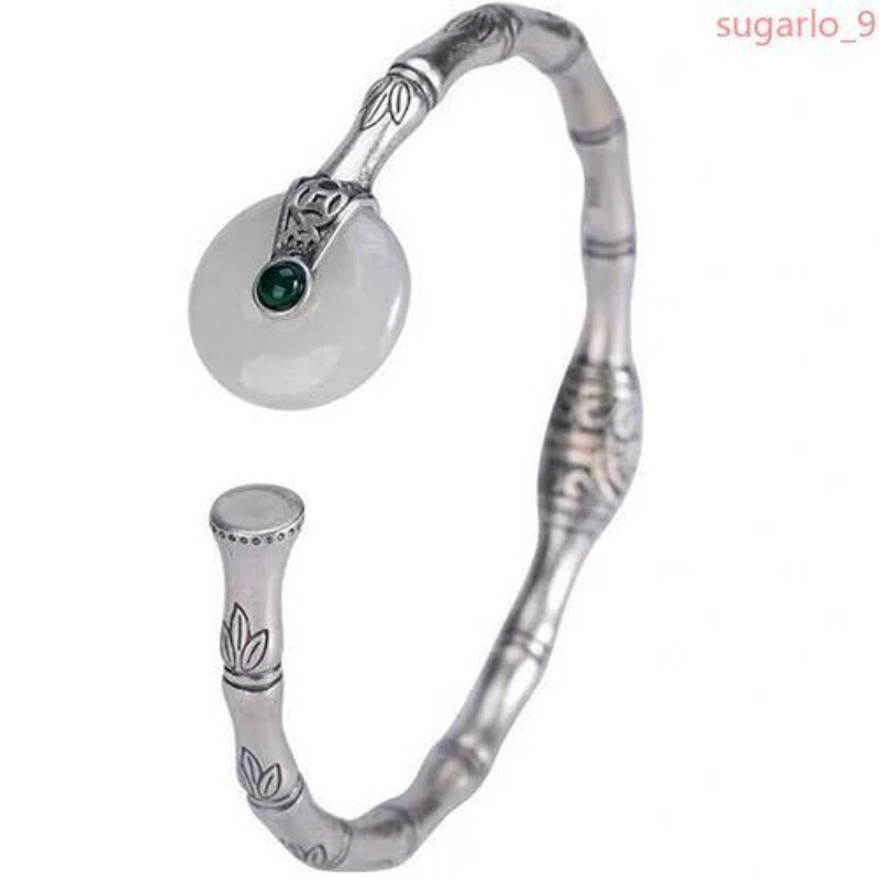 Pulsera de bambú de jade blanco hetiano natural artesanías chinas joyas para mujer Foto 1 de 1