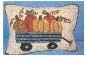 Pumpkin Wagon Rug Hooking Paper Pattern - Prairie Road Designs - Picture 1 of 3
