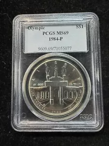 1984-P Olympic Silver Commemorative Dollar MS69 PCGS MS69 - Picture 1 of 2