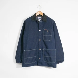 Vintage Big Smith Denim Chore Coat XL Barn Coat Workwear Blanket Lined Dark Wash - Picture 1 of 6