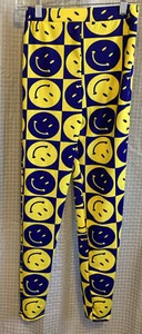 YOUTH LIVA GIRL SMILEY FACE STRETCH YOGA PANTS BLUE/GOLD MEDIUM VGC. PNT - Picture 1 of 3