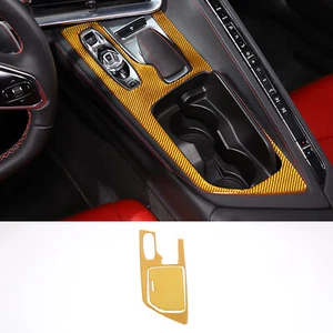 Yellow Soft Carbon Car Center Console Panel Sticker Kit For Corvette C8 2020-25 - Picture 1 of 12