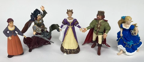 Papo Medieval Fantasy Figures Lot Of 5 King Queen Girl Warrior Woman Villager Cover