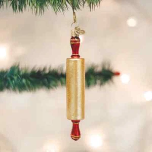 OLD WORLD CHRISTMAS ROLLING PIN GLASS KITCHEN BAKING TOOL XMAS ORNAMENT 32224 - Picture 1 of 3