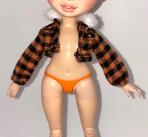 Rainbow High Winter Break Poppy Rowan Doll Outfit Orange Plaid Jacket w Faux Fur - Picture 1 of 6