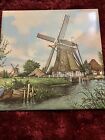 Holland 6” Ter Steege Bv Windmill Scene Tile Vintage Ceramic ￼
