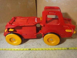 Moover, red articulated construction vehicle. Wooden ride on toy truck, Denmark. - Picture 1 of 8