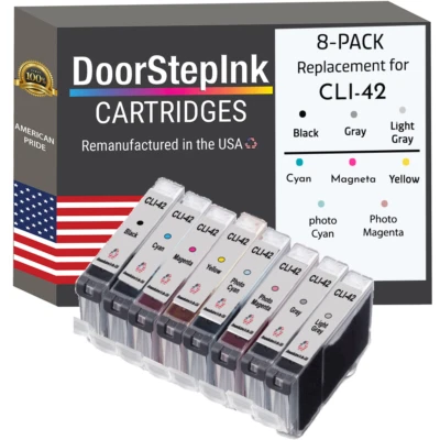 DoorStepInk Compatible Ink Cartridge for Canon CLI-42 Black and Color 8 PK-USA - Image 1 of 4