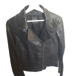 Max Mara Weekend, Black Leather Biker Jacket RRP£550 VGC - See description - Picture 1 of 24