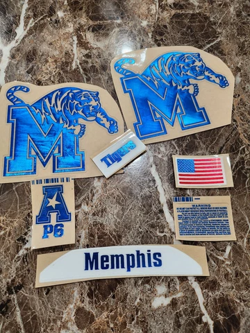 Memphis full size football helmets 3M vinyl decals Chrome Tigers Cover