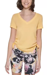Top Calvin Klein donna giallo increspato termico leggero nuovo con etichetta - Foto 1 di 9