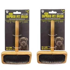 2 x Pet Dog Bamboo Brush Hair Fur Remover Grooming Brush Sheeding Tool 17x12cm - Picture 1 of 1