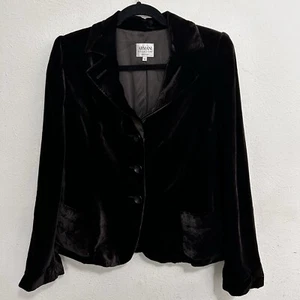 Armani Collezioni Velour Velvet Blazer Jacket 10 / 46 Made in Italy Brown Lined - Picture 1 of 12