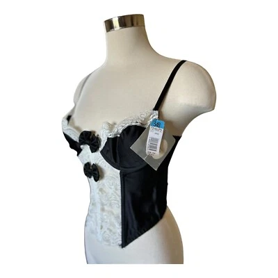 De Colección Christian Dior Corsé Bustier Esmoquin Negro Blanco Lazo de Encaje 34B Nuevo Sin Stock Foto 1 de 4