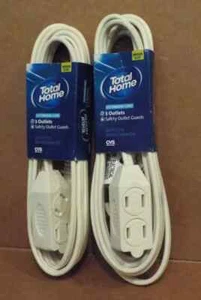 Triple Tap Extension Cord 3 Outlets 9 FT Long Safety Outlet Guards 2 PACK - Picture 1 of 5
