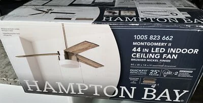 Hampton Bay Montgomery II 44 in Indoor Brushed Nickel Ceiling Fan with Light Kit - Image 1 of 4