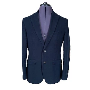 Massimo Dutti Blazer Jacket Navy Blue Cotton 2 Button Slim Fit Men's UK 38 - Picture 1 of 17